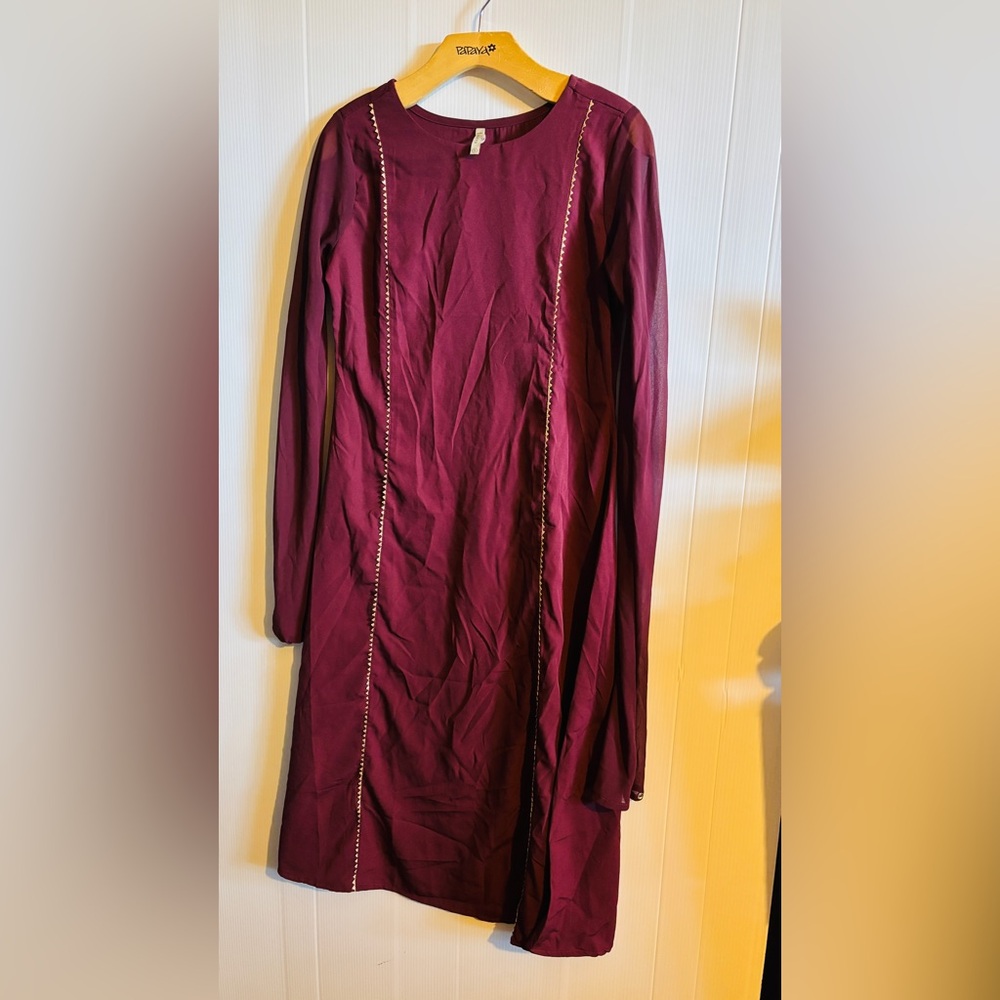 Fiorra Deep Burgundy Long Sleeve Dress